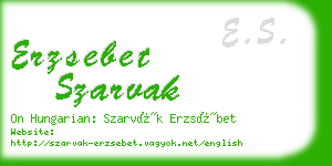 erzsebet szarvak business card